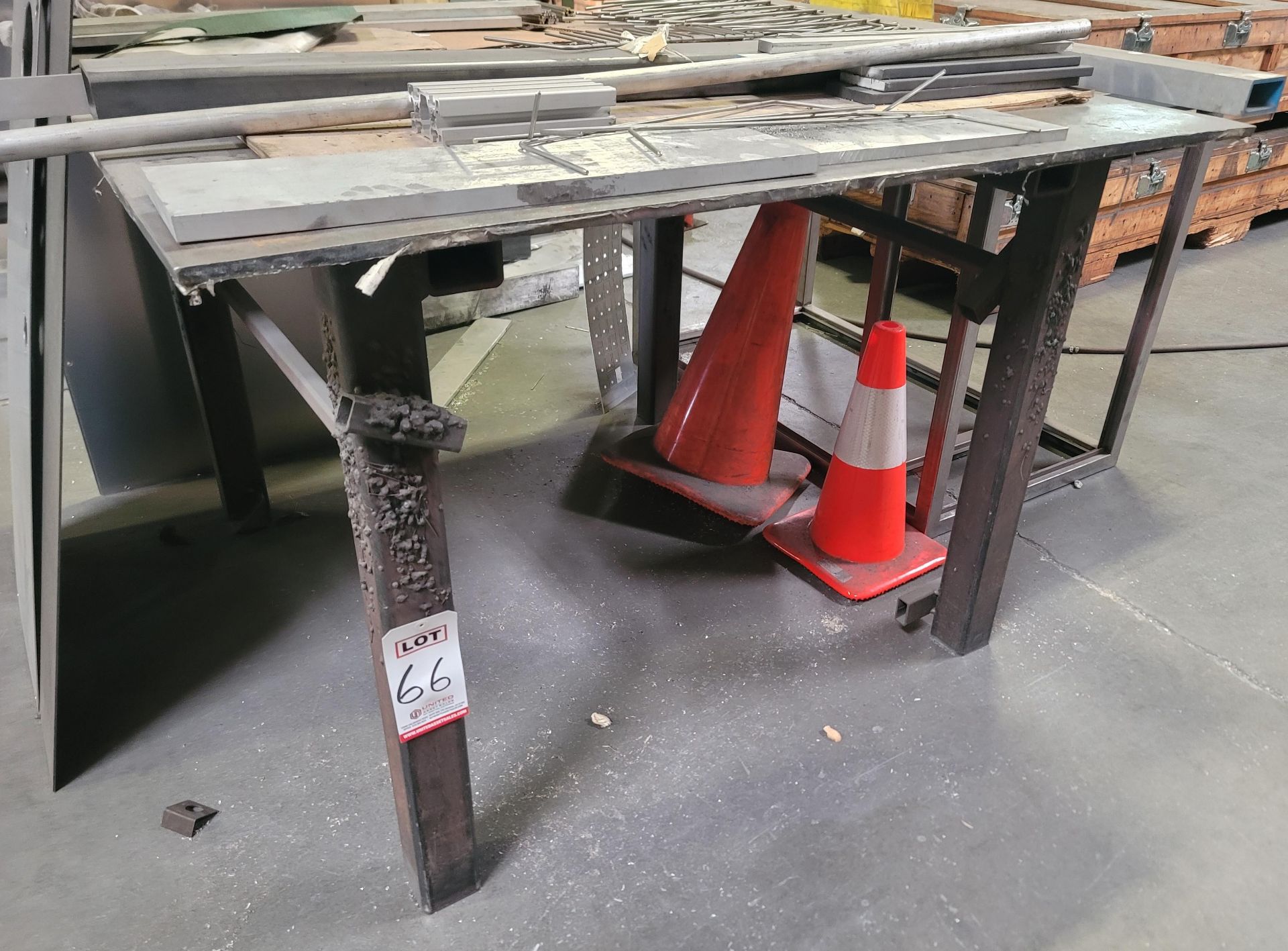 WELDING TABLE, 51" X 51" X 34" HT, 1/2" THICK TOP, CONTENTS NOT INCLUDED