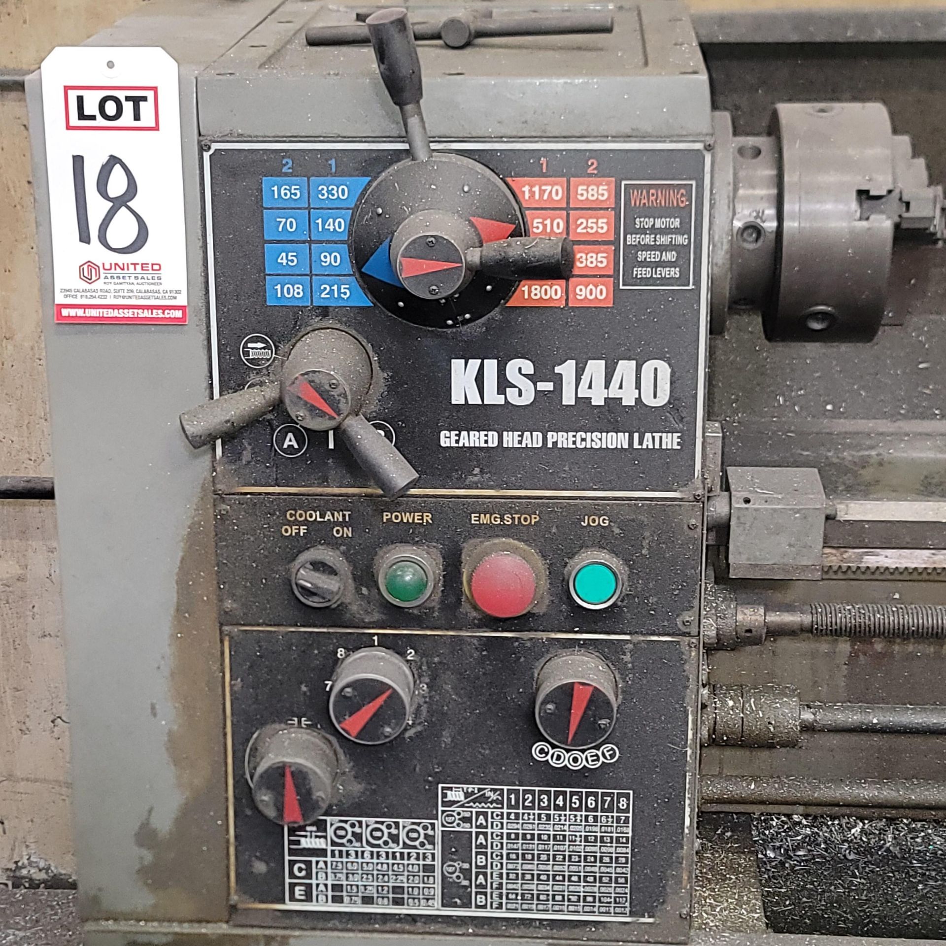 KENT KLS-1440 GEARED HEAD PRECISION LATHE, 1-1/2" THROUGH HOLE, 6" 3-JAW CHUCK, TAILSTOCK, S/N - Image 2 of 6