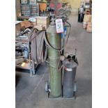 LOT - OXY-ACETYLENE CART W/ TANKS, HOSE, VICTOR CUTTING TORCH