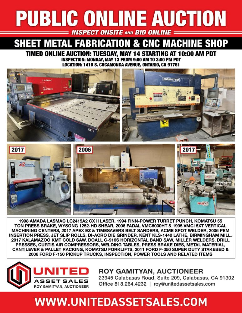 SHEET METAL FABRICATION & CNC MACHINE SHOP: AMADA LASER, TURRET PUNCH, PRESS BRAKE, FADAL VMC'S, BELT SANDERS, LATHE, MILL, BAND SAW, WELDERS