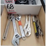 LOT - ADJUSTABLE WRENCHES, LOCKING PLIERS