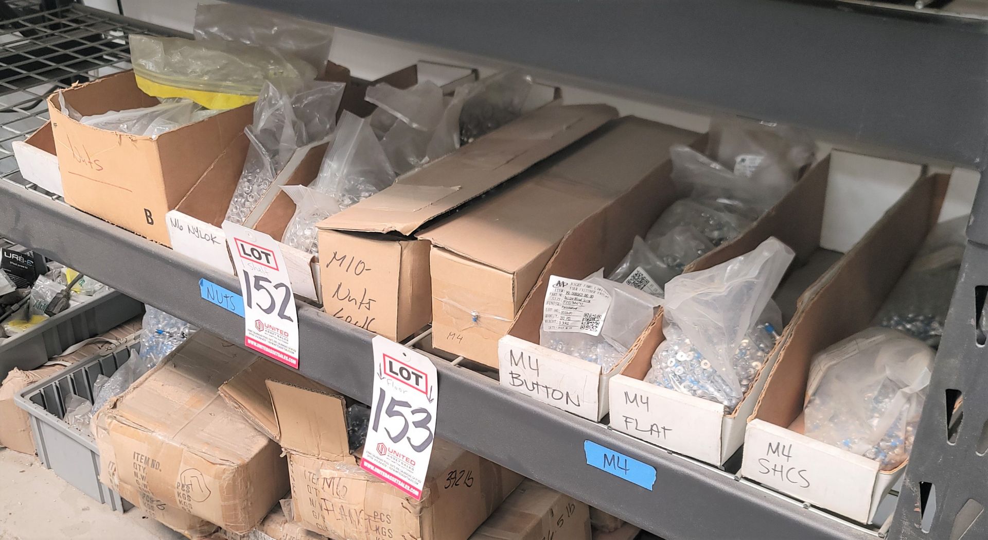 LOT - CONTENTS OF (1) SHELF, TO INCLUDE HARDWARE: FASTENERS, NUTS, SCREWS, ETC.