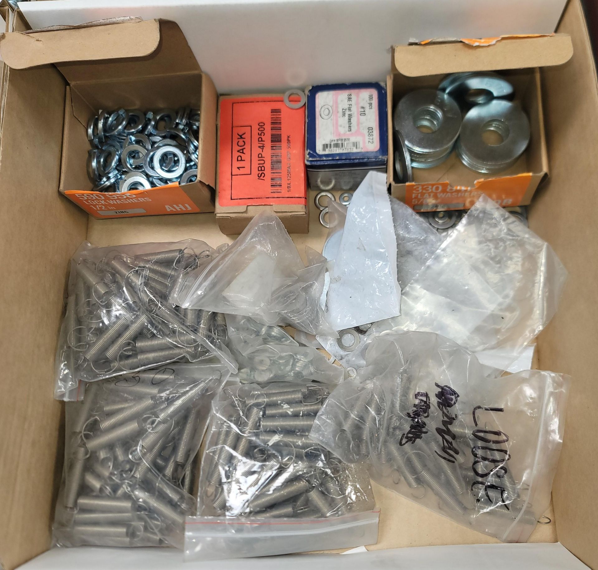 LOT - (6) BOXES OF VARIOUS FASTENERS, NUTS, BOLTS, WASHERS, SPRINGS, SCREWS - Image 5 of 7