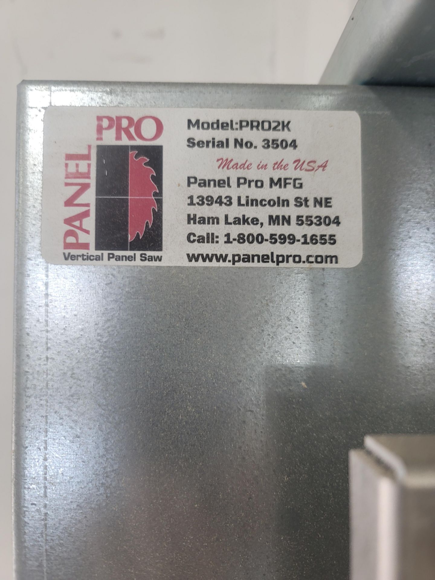 PANEL PRO VERTICAL PANEL SAW, MODEL PRO2K, W/ OWNER'S MANUAL AND OPERATING INSTRUCTIONS, S/N 3504 - Image 3 of 3