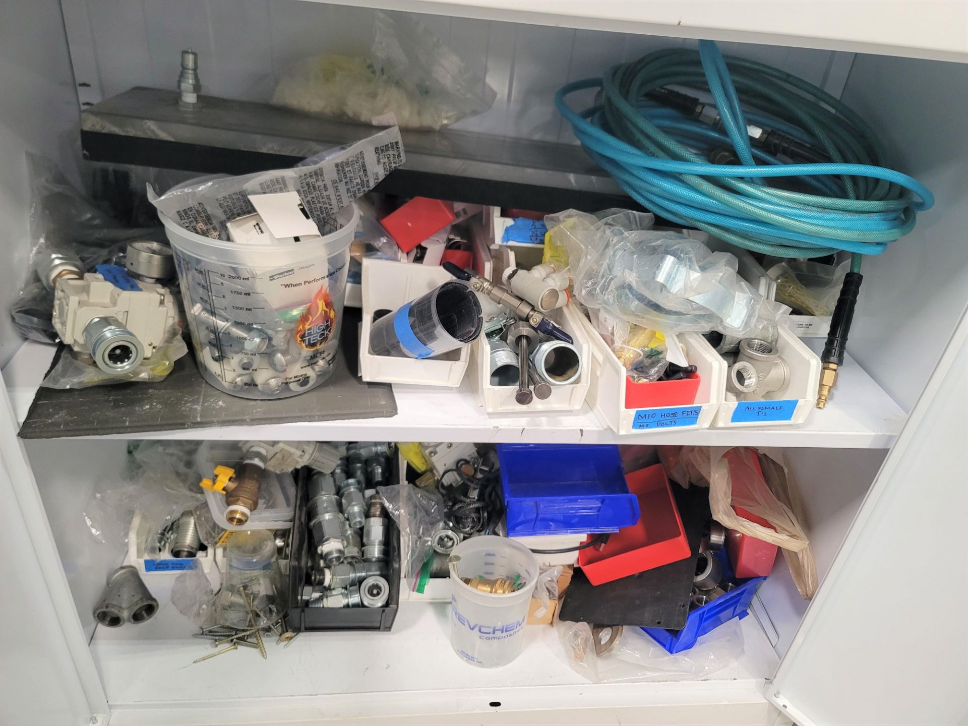 LOT - CONTENTS ONLY OF (2) SHELVES, TO INCLUDE: PIPE FITTINGS, ETC.