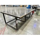 PORTABLE STEEL TABLE, 5' X 10', METAL CASTERS