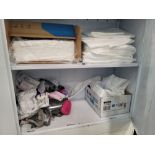 LOT - CONTENTS ONLY OF (2) SHELVES, TO INCLUDE: SAFETY SUPPLIES: PPE, TYVEK SUITS, ETC.