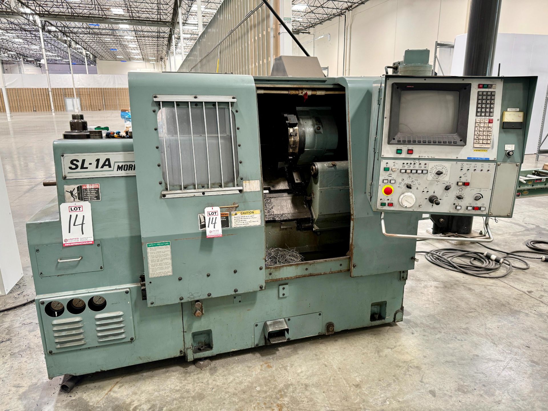 MORI SEIKI SL-1A TURNING CENTER, FANUC SYSTEM 10TE-F CONTROL, TAILSTOCK, CHIP CONVEYOR, S/N 736 - Image 2 of 17