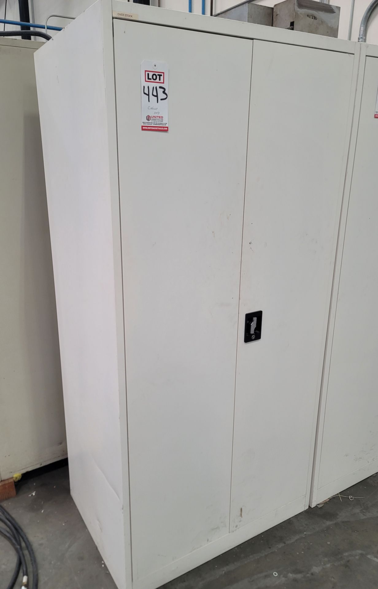 2-DOOR STORAGE CABINET, 3' X 2' X 73" HT, NO KEY AND IT'S LOCKED