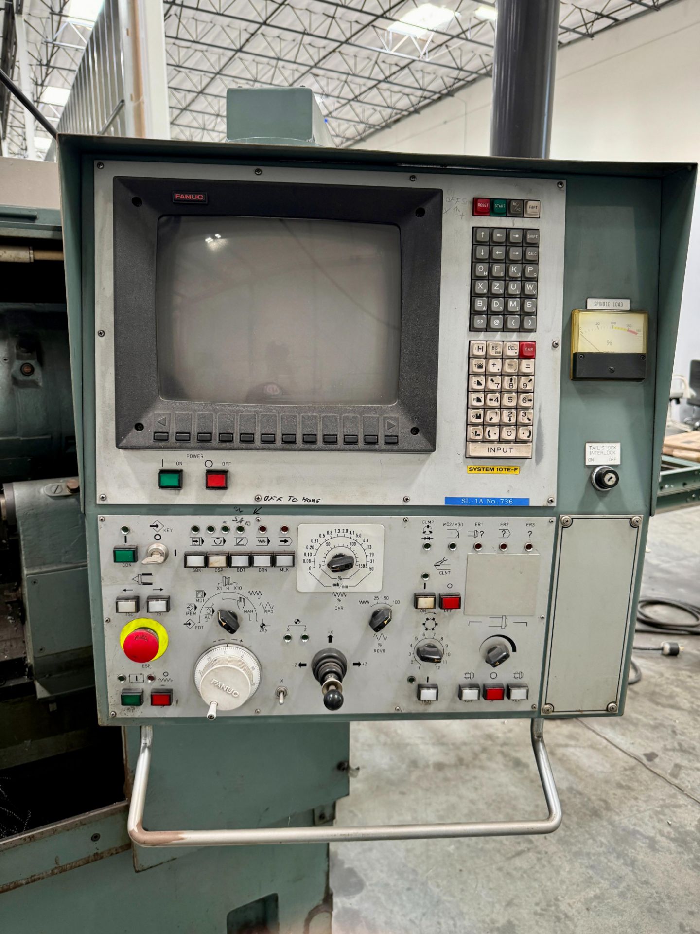 MORI SEIKI SL-1A TURNING CENTER, FANUC SYSTEM 10TE-F CONTROL, TAILSTOCK, CHIP CONVEYOR, S/N 736 - Image 3 of 17