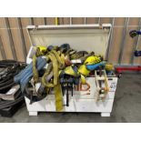 LOT - RIGID STORAGE BOX, W/ CONTENTS: RIGGING EQUIPMENT