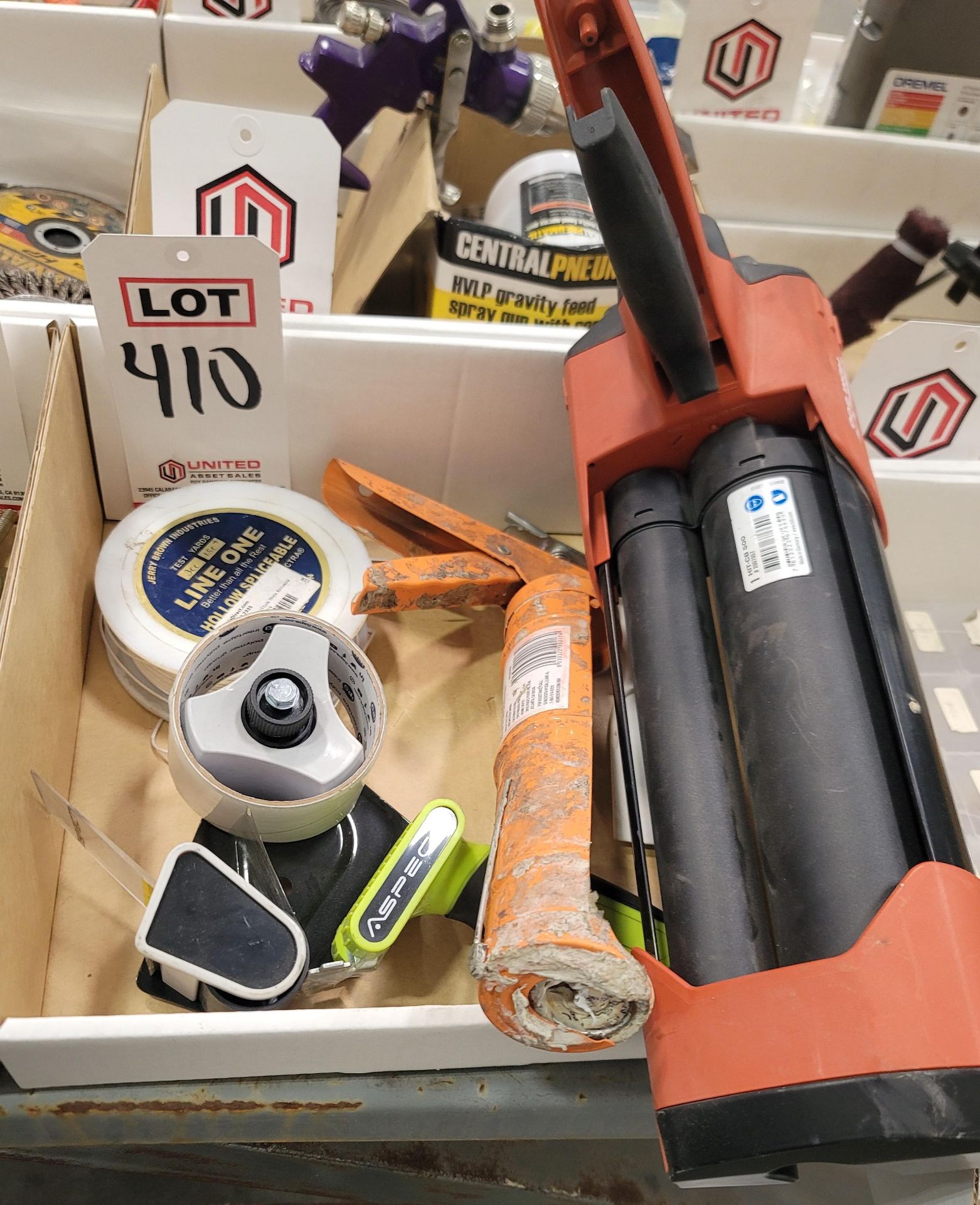 LOT - TAPE DISPENSER, CAULK GUN, HILTI HDM500 EPOXY GUN