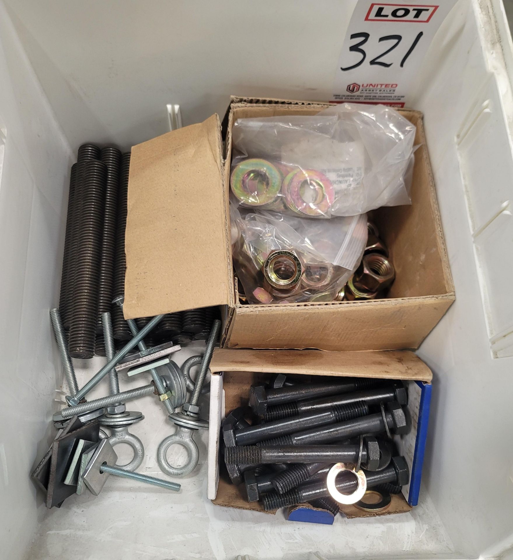 LOT - LARGE NUTS, BOLTS, THREADED ROD, ETC.