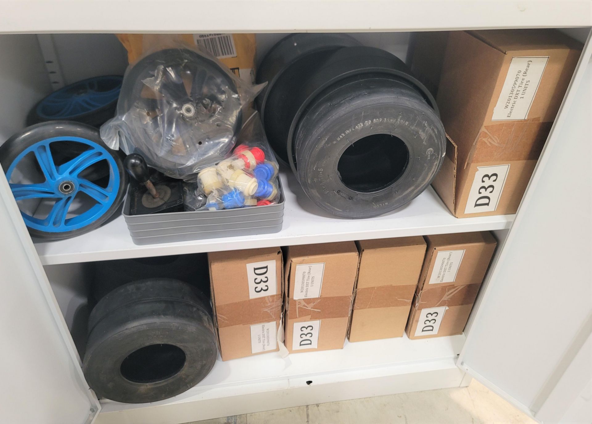 LOT - ELECTRIC DTX TIRES, ELECTRICAL CONNECTORS, SOLID RUBBER WHEELS