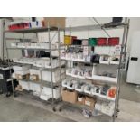 LOT - (2) WIRE SHELF UNITS, ON CASTERS, CONTENTS NOT INCLUDED, (DELAYED PICKUP UNTIL MONDAY, JULY