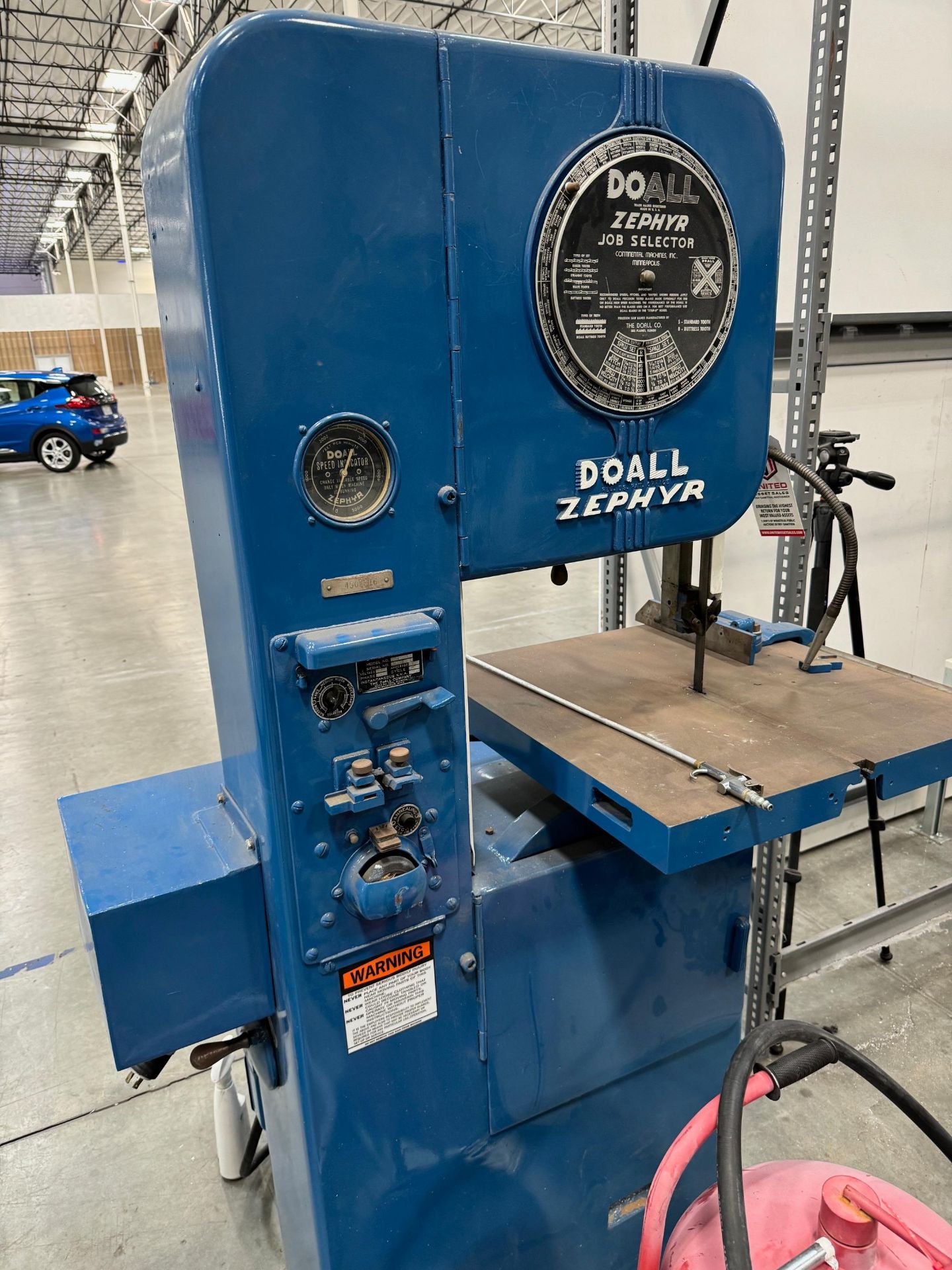 DOALL ZEPHYR VERTICAL BAND SAW, 16", MODEL DBW-1, S/N 7463709C - Image 3 of 7