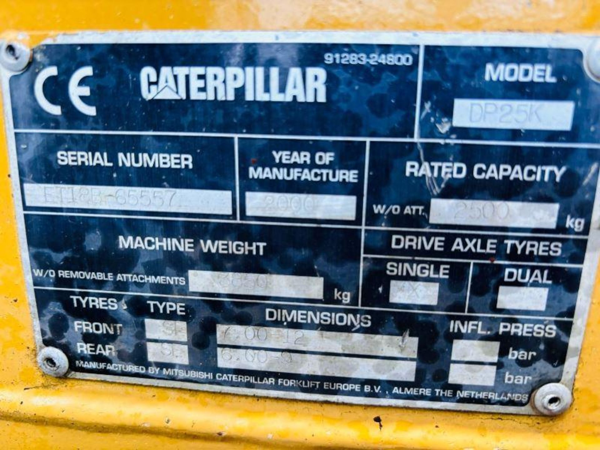 CATERPILLAR 25 DIESEL FORKLIFT C/W SIDE SHIFT - Image 6 of 12