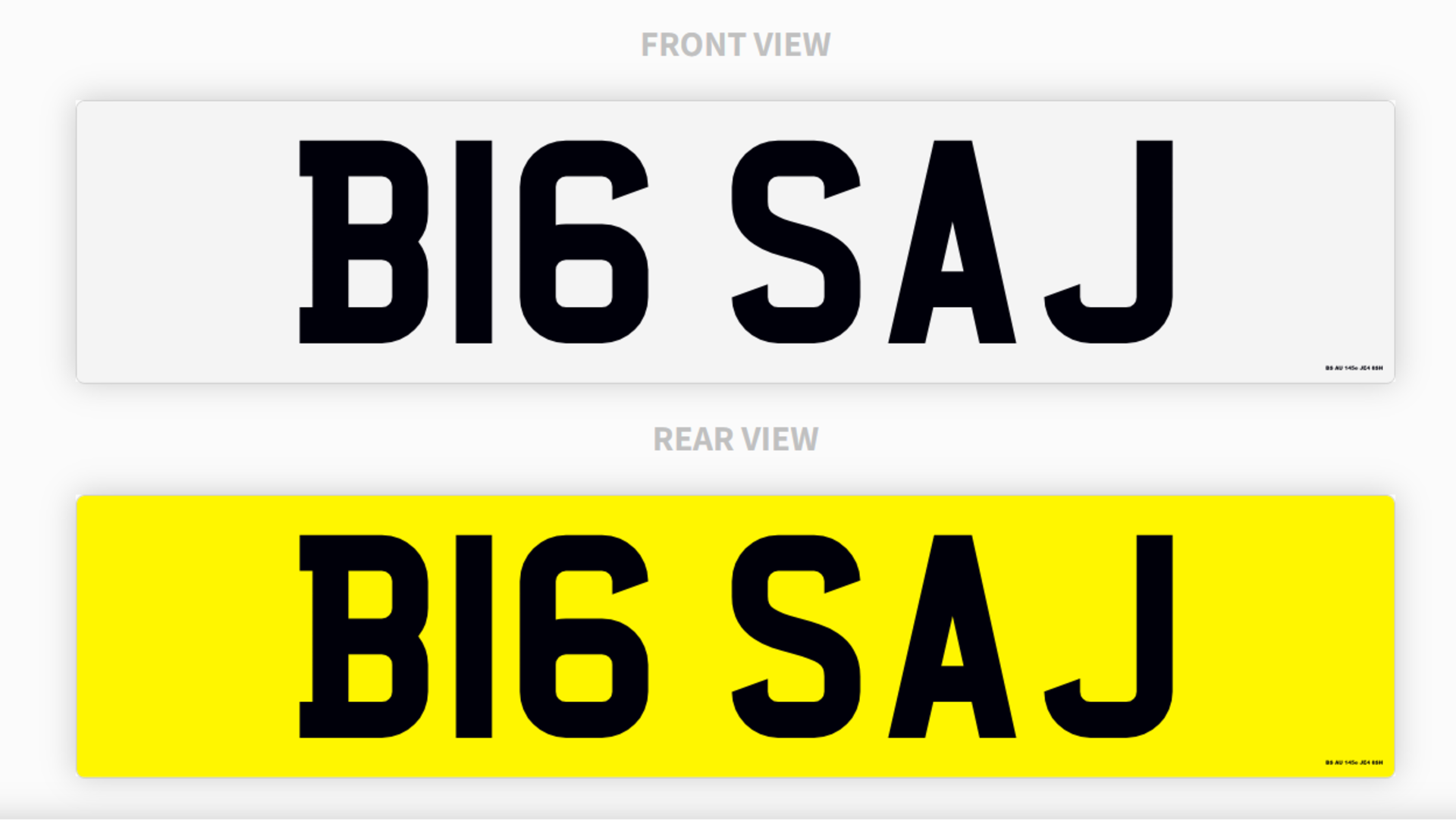 PRIVATE REGISTRATION "B16 SAJ" - ''BIG SAJ''