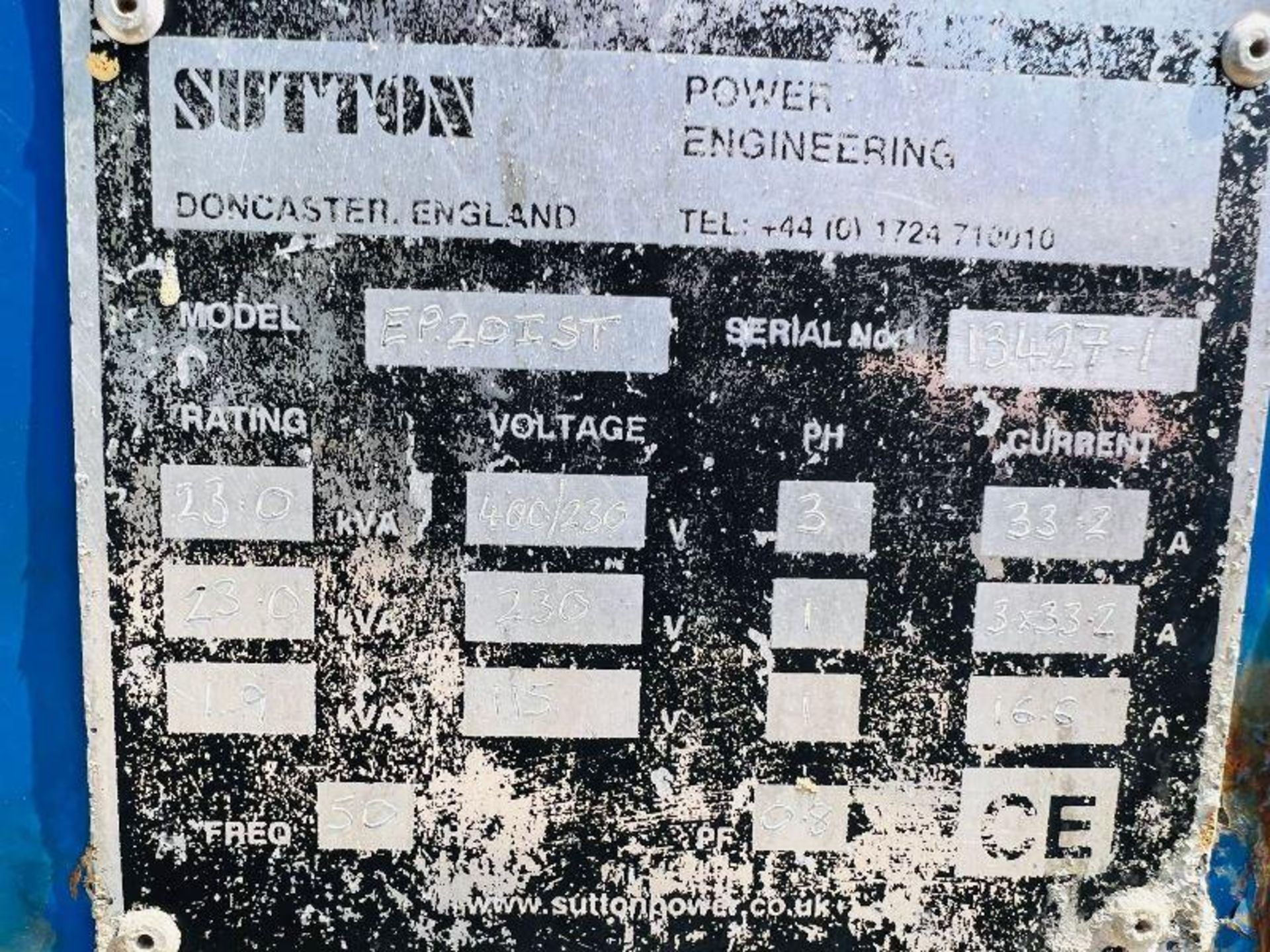 SUTTON EP20IST 23KVA GENERATOR C/W ISUZU ENGINE - Image 7 of 15