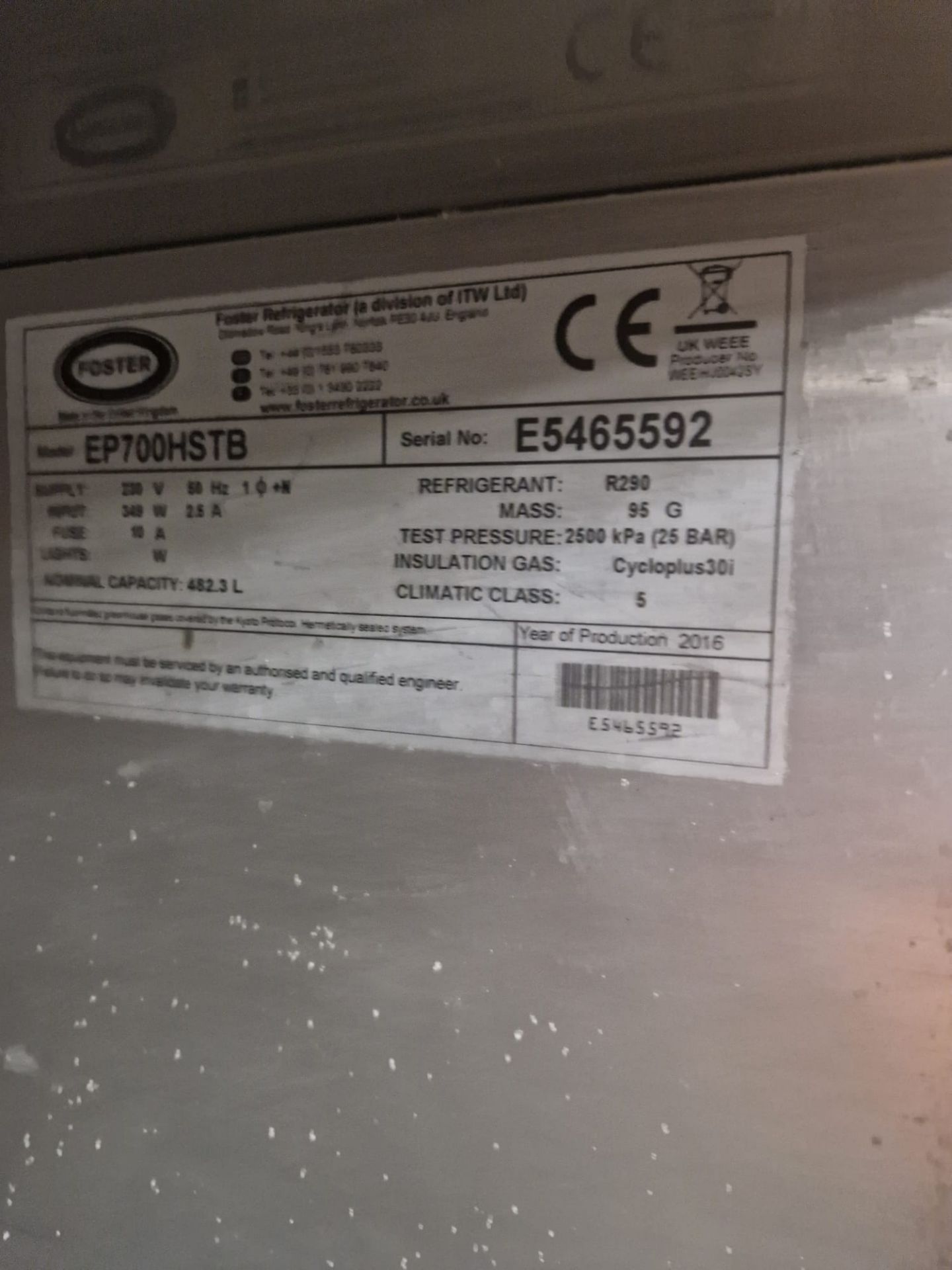 FOSTER SLIM LINE FREEZER - EP700 HSTB -18 TO -22 - FULLY SERVICED AND WORKING - Image 2 of 3