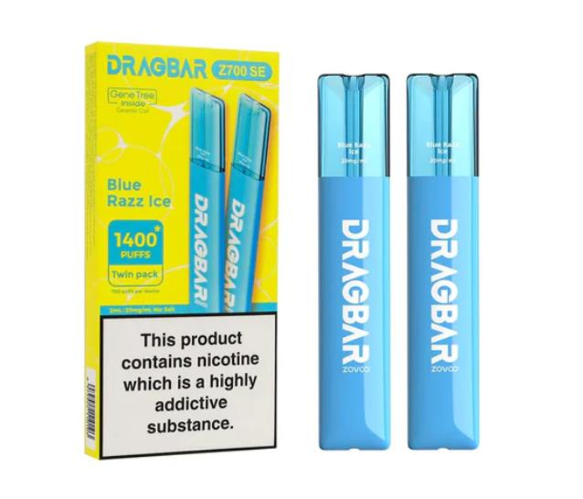 2000 x BRAND NEW BLUE RAZZ ICE DRAGBAR Z700 SE DISPOSABLE VAPES (1000 PACKS)