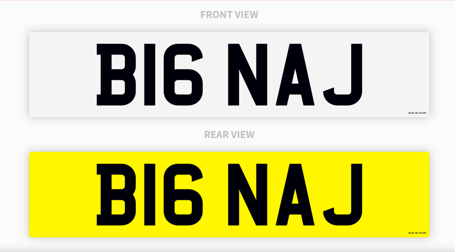 PRIVATE REGISTRATION "B16 NAJ" - ''BIG NAJ''