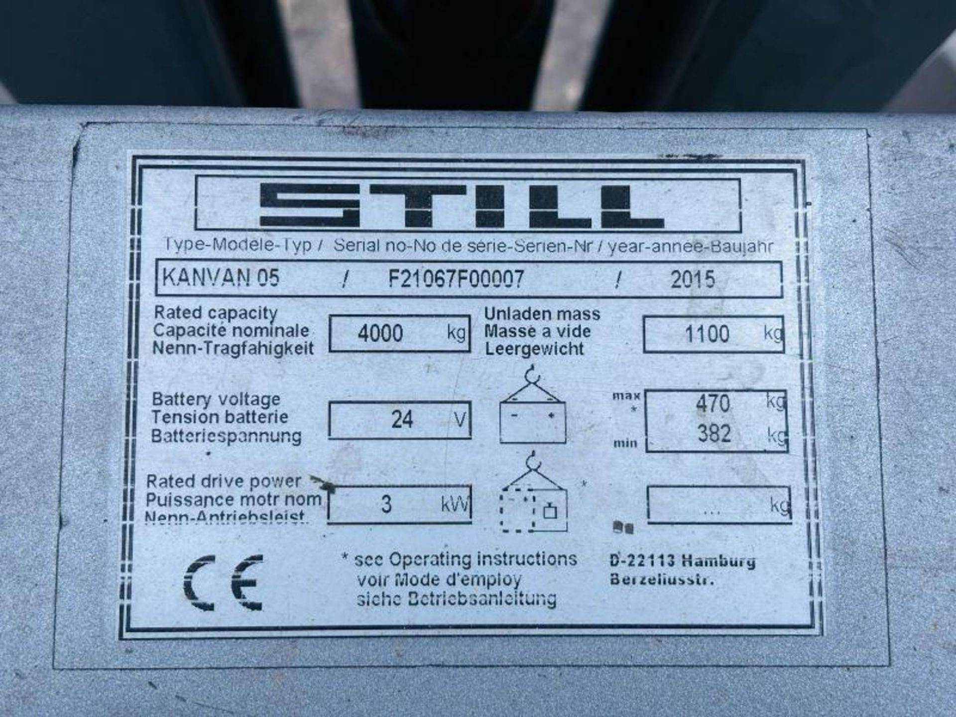 STILL KANVAN 02 ELECTRIC FORK LIFT *YEAR 2015* C/W PALLET TINES  - Image 5 of 14