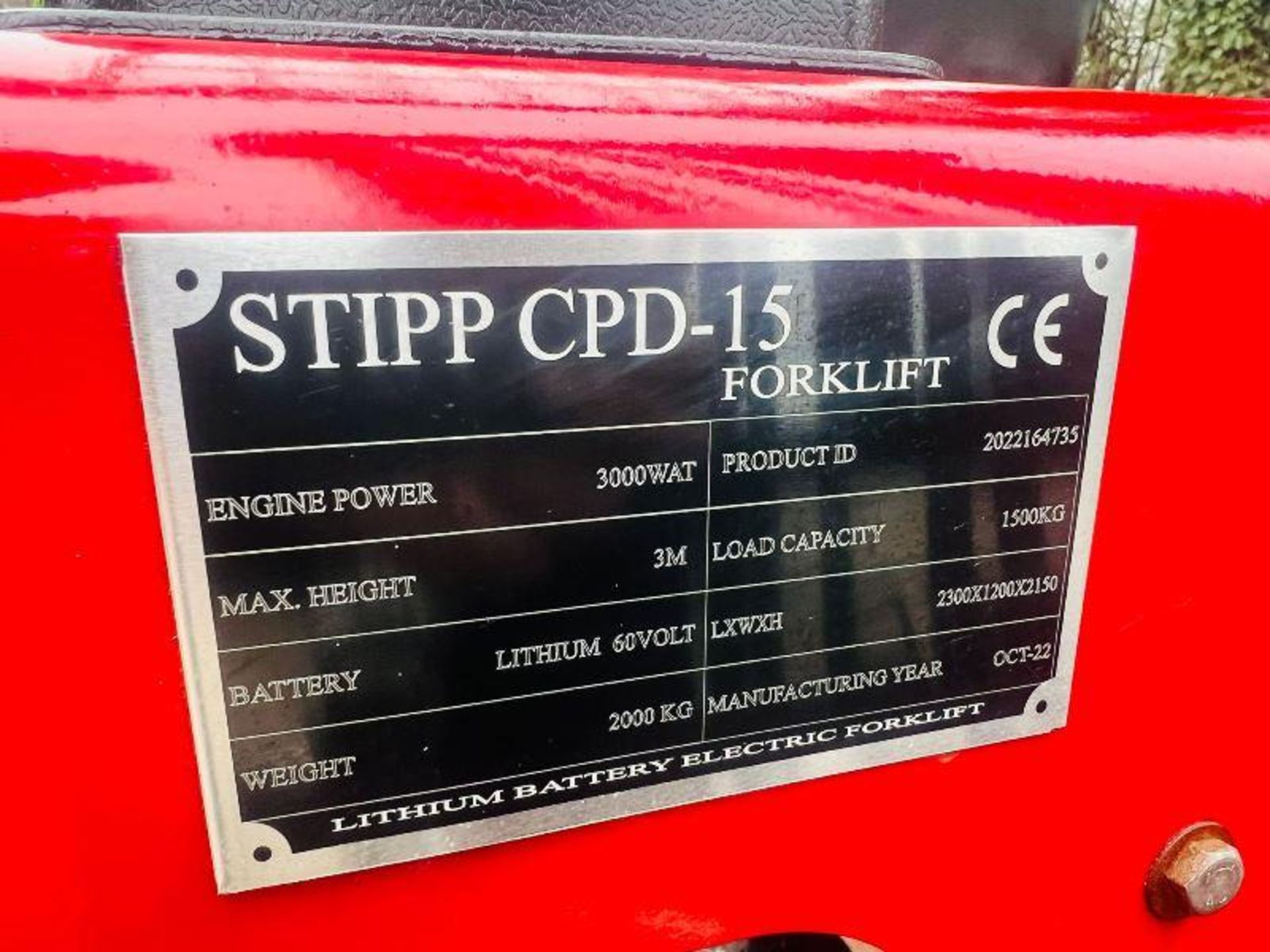 UNUSED STIPP CPD-15 BATTERY FORKLIFT * YEAR 2022* C/W PALLET TINES  - Image 8 of 15