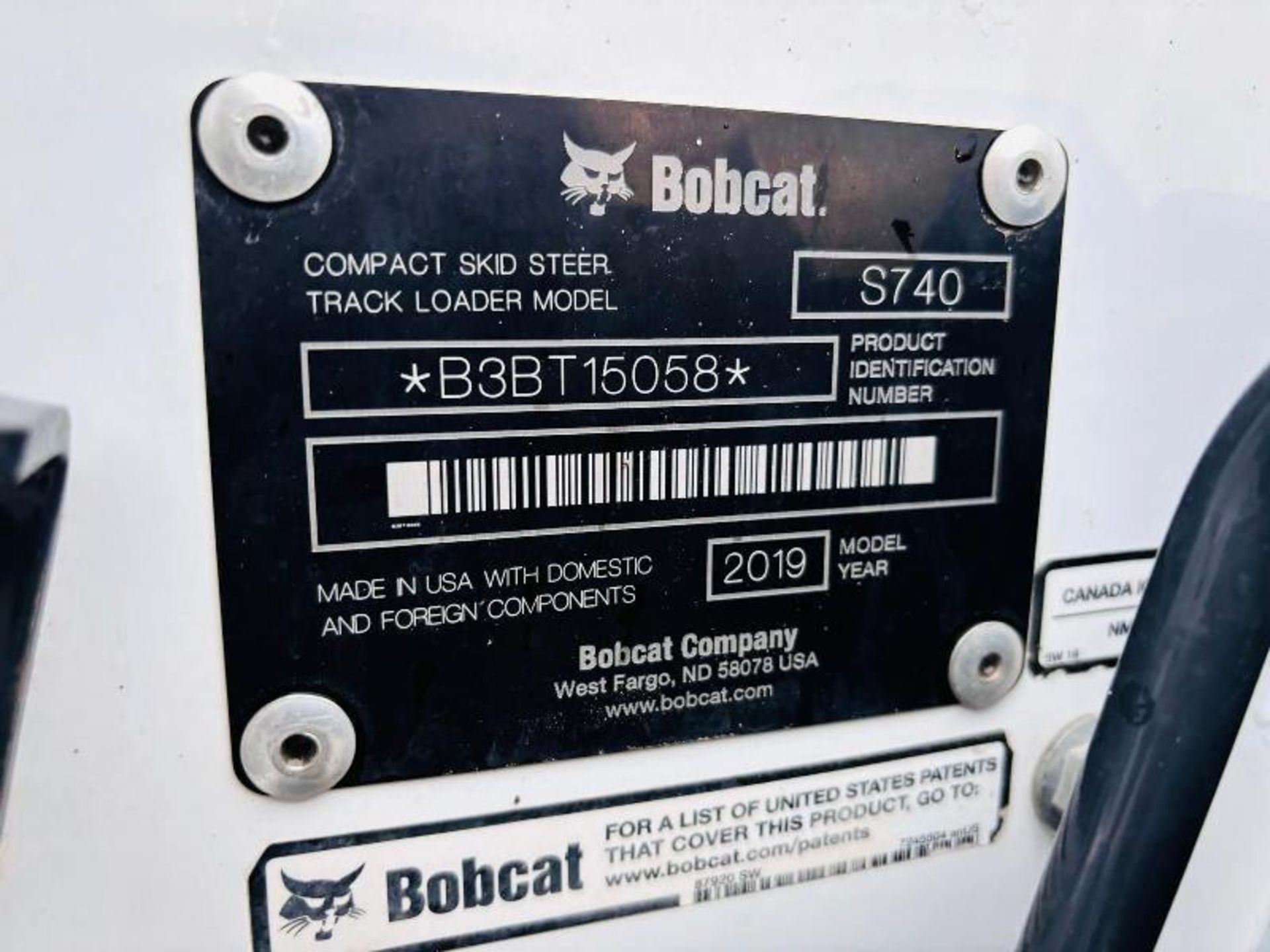 BOBCAT S740 SKIDSTEER *YEAR 2019, 3617 HOURS* C/W BUCKET - Image 8 of 19