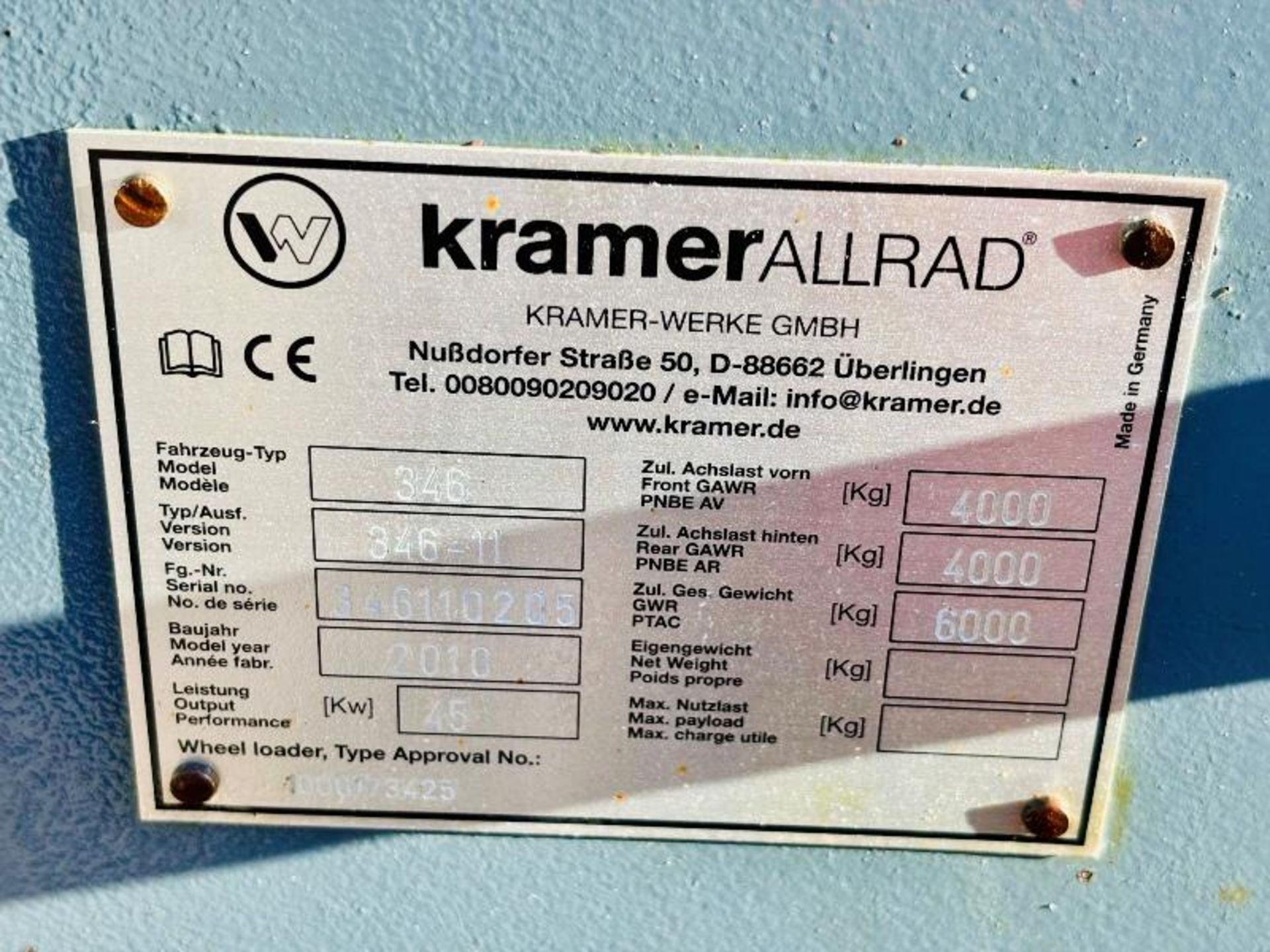KRAMER 750T 4WD TELEHANDLER *YEAR 2010* C/W PALLET TINE - Image 7 of 17