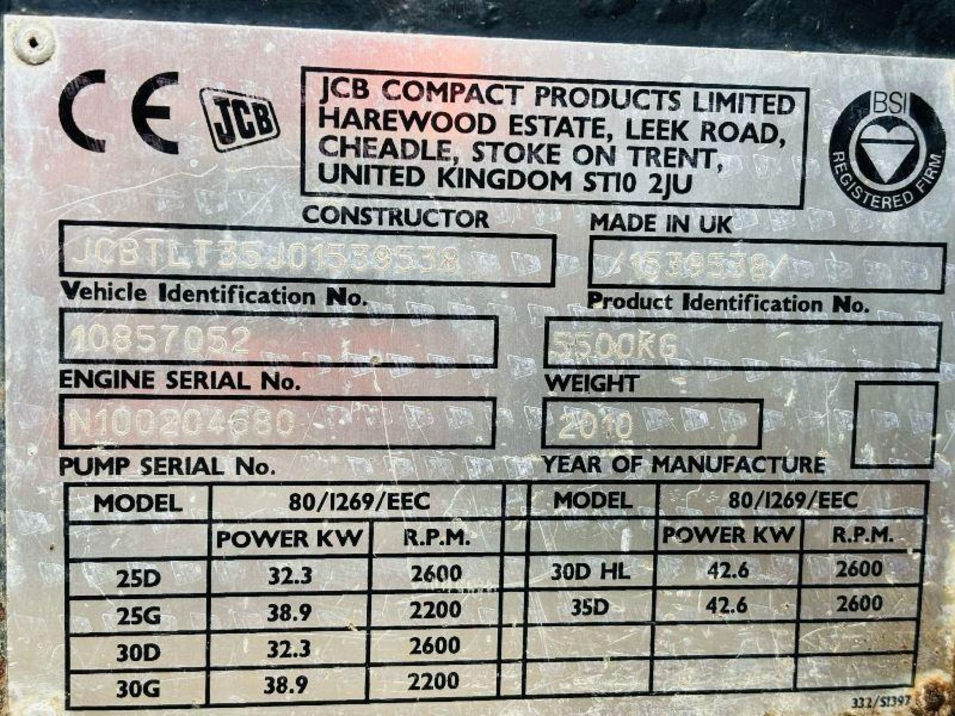 JCB TLT35D 4WD TELETRUCK *YEAR 2010* C/W PALLET TINES  - Image 9 of 17