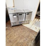 POLAR 3 DOOR STAINLESS STEEL FRIDGE WORK TOP - WORKING AND SERVICED 