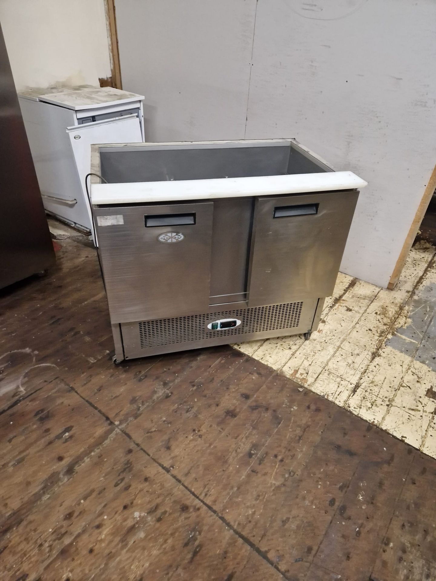 GREENFROST DOUBLE DOOR FRIDGE AND SALAD BAR ON TOP - WORKING AND SERVICED