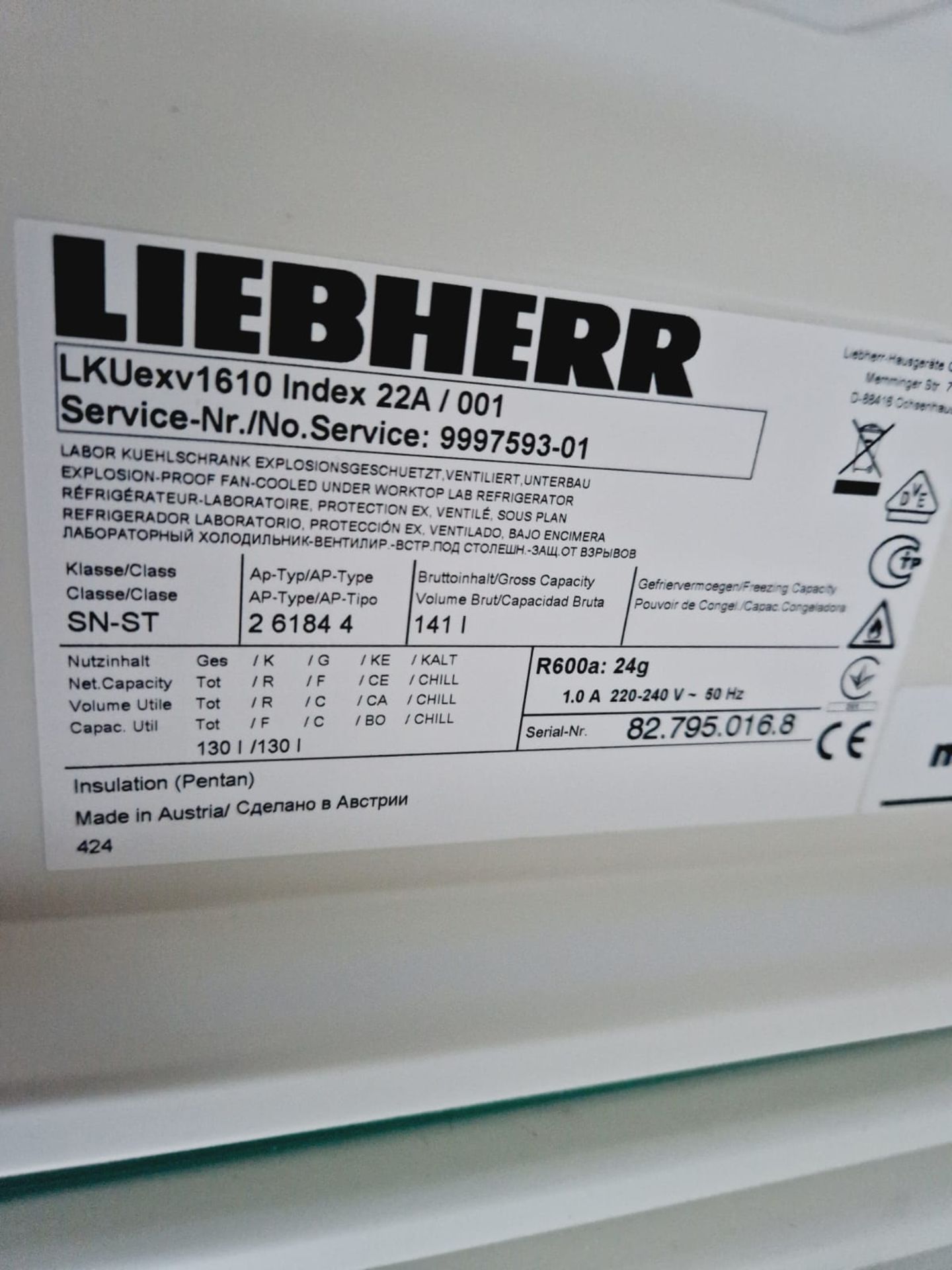 LIEBHERR UNDER COUNTER LAB FREEZER - Image 3 of 4