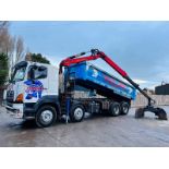 HINO FY1EUP 8X4 DOUBLE DRIVE TIPPER C/W MANUAL GEAR BOX, CRANE & GRAB