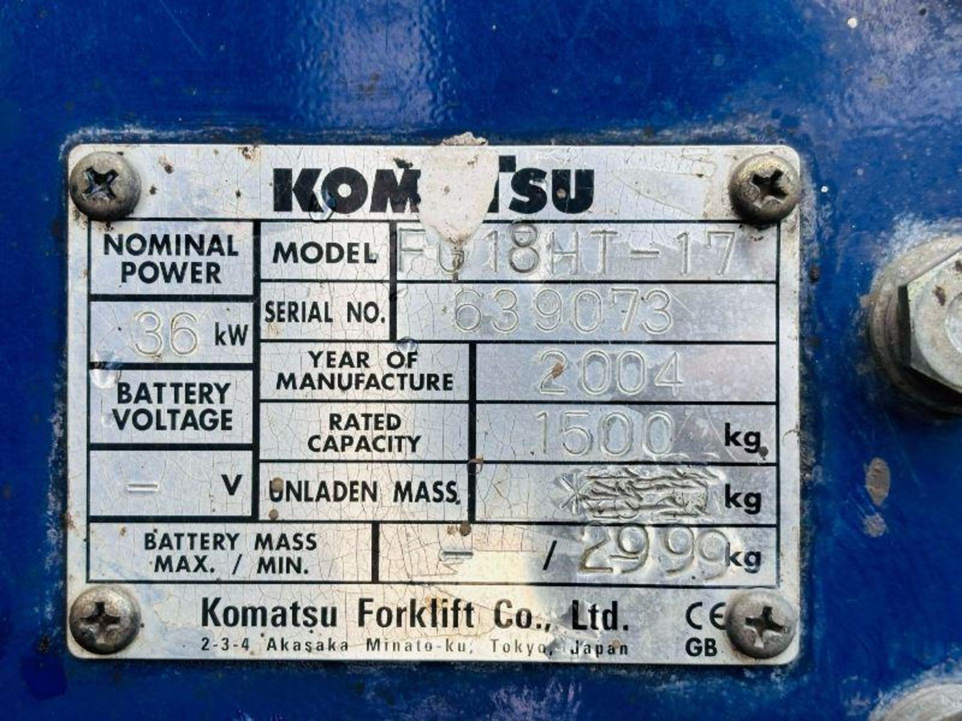 KOMATSU FG18HT-17 CONTAINER SPEC FORKLIFT C/W 3 STAGE MAST - Bild 6 aus 12