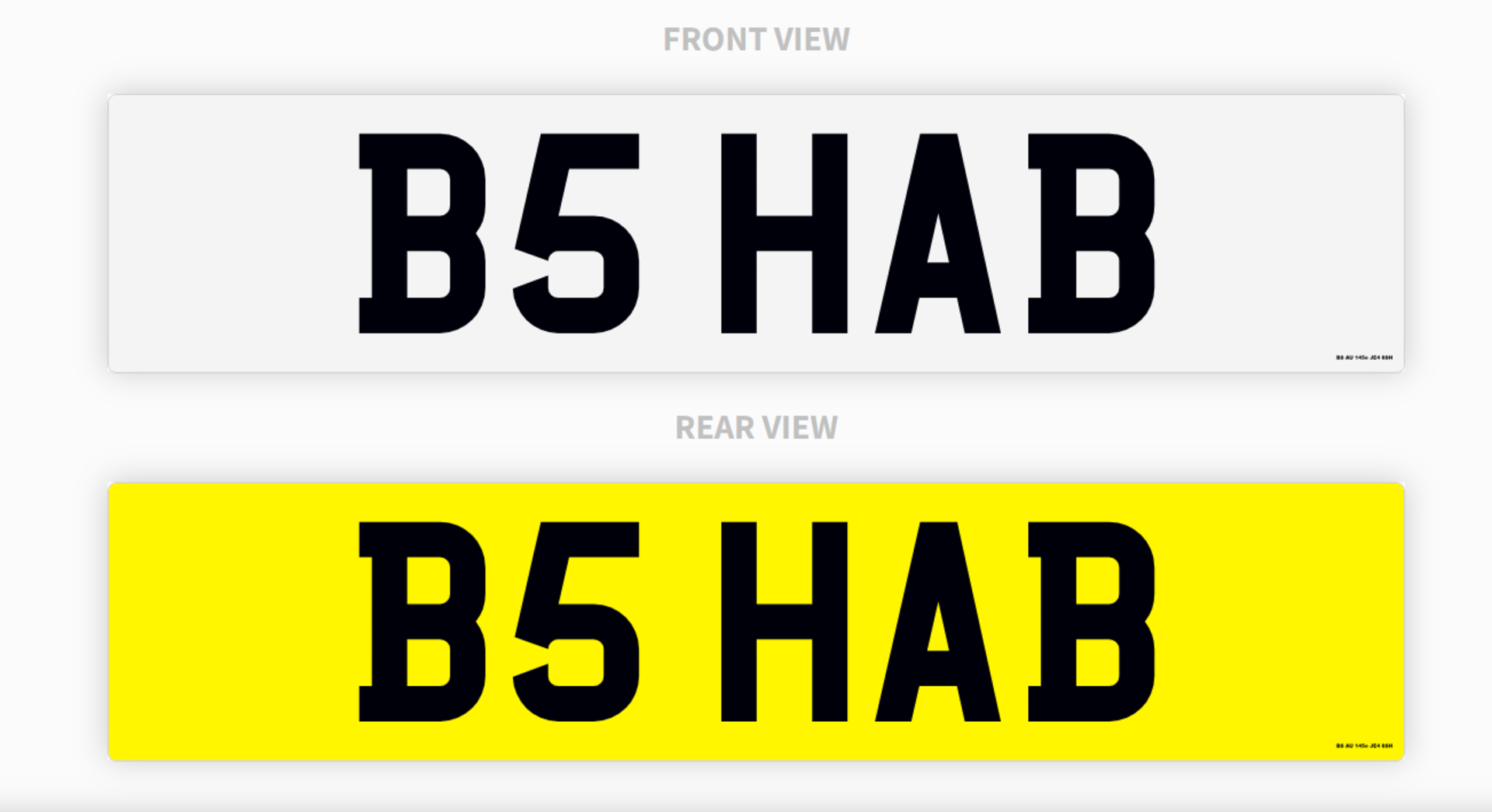 PRIVATE REGISTRATION "B5 HAB'' - ''B SHAB''