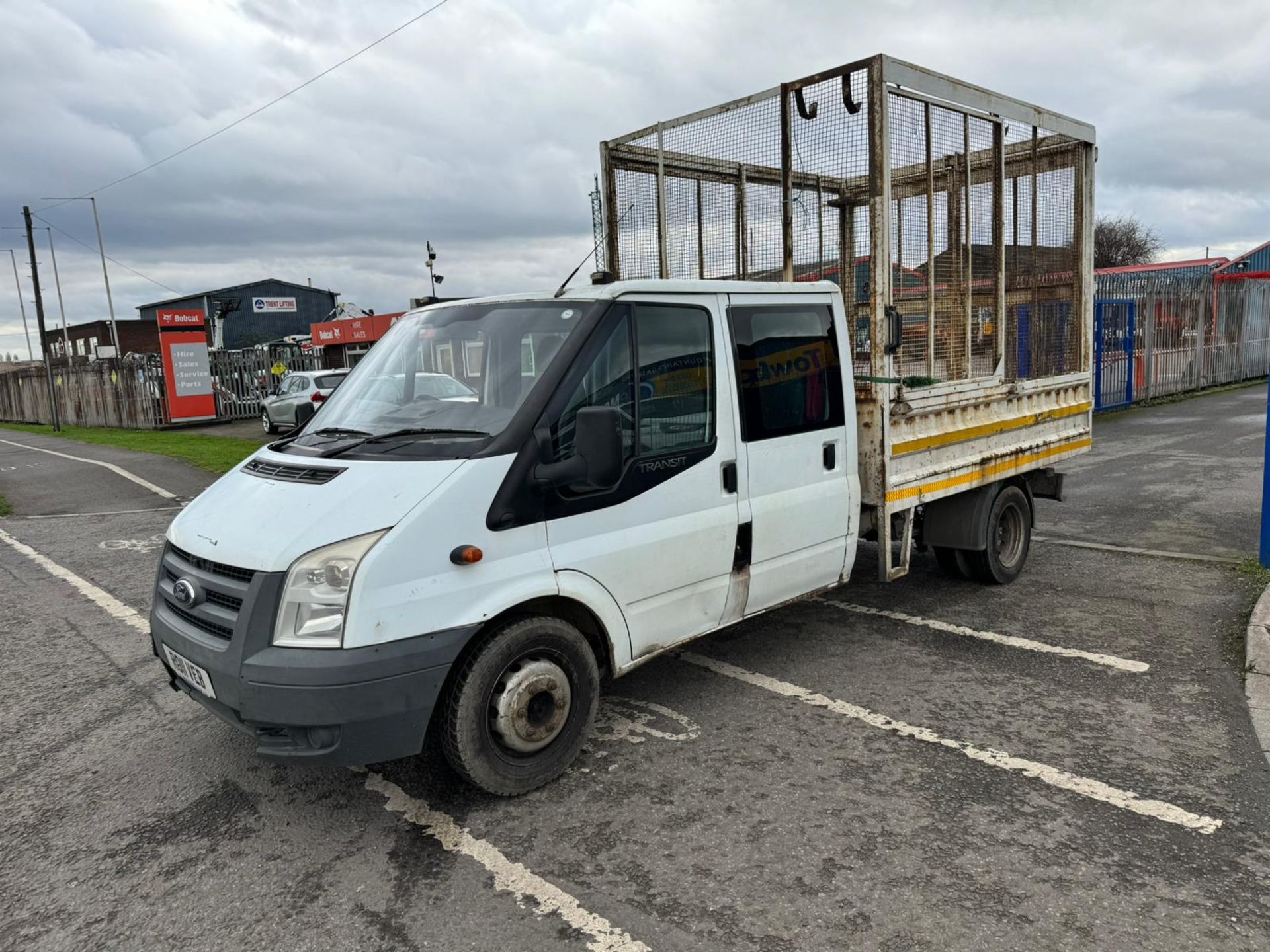 2011 11 FORD TRANSIT CREW CAB CAGED TIPPER - 204K MILES