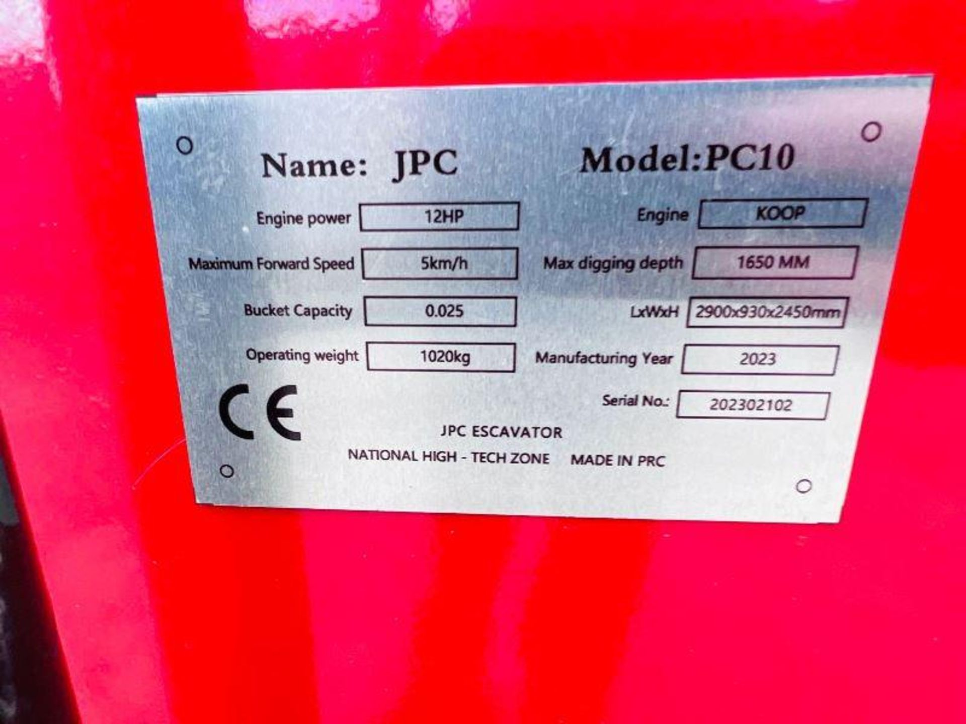 UNUSED JPC PC10 TRACKED EXCAVATOR * YEAR 2023 - Bild 6 aus 13