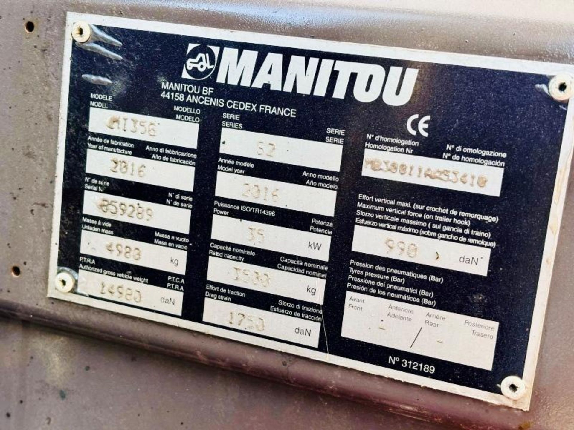MANITOU MI35G CONTAINER SPEC FORKLIFT *YEAR 2016, 2070 HOURS* C/W SIDE SHIFT - Bild 13 aus 18