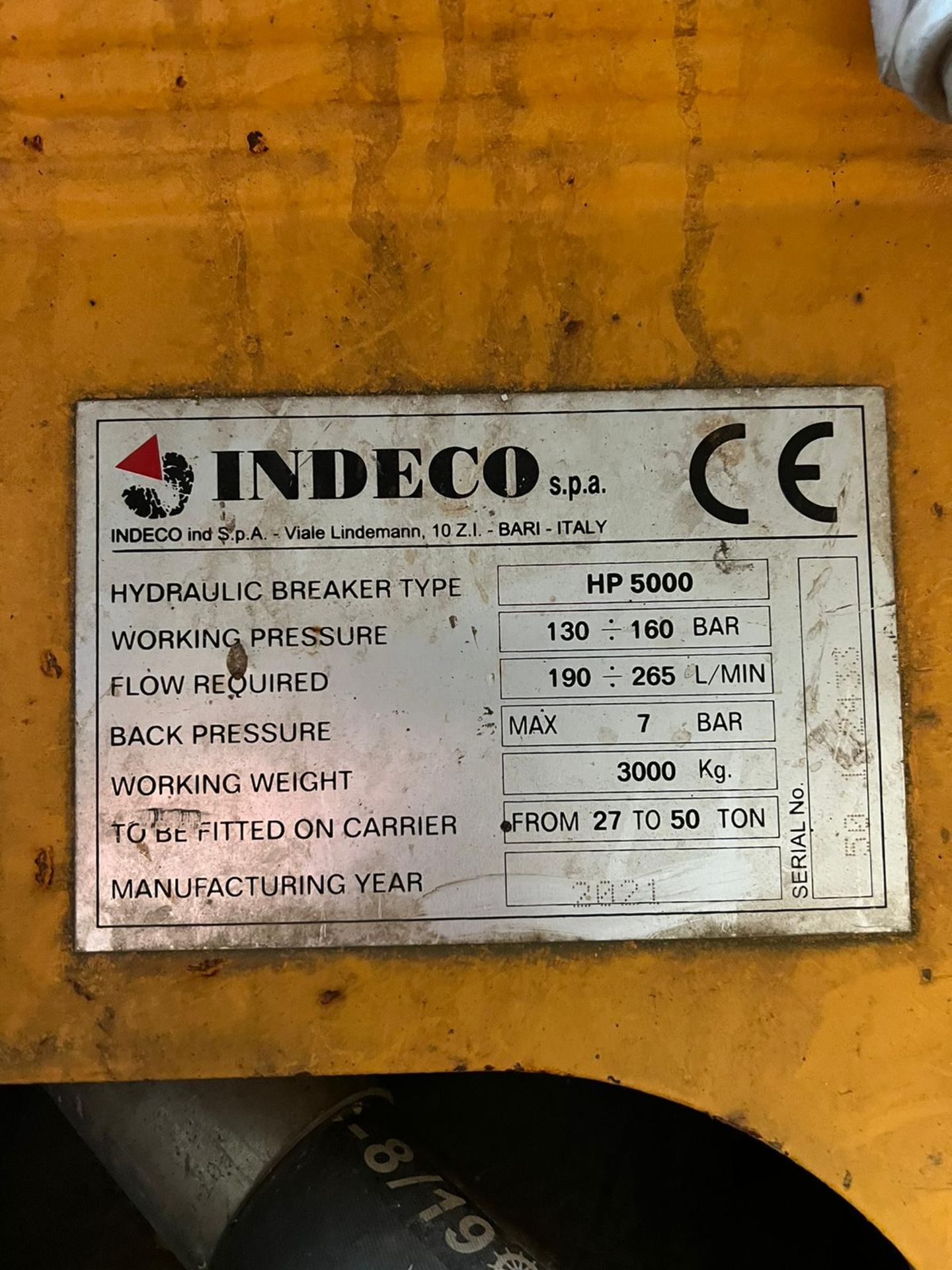 INDECO HAMMER 40 TON BREAKER - VERY LITTLE USE - 2021 YEAR - Image 2 of 3