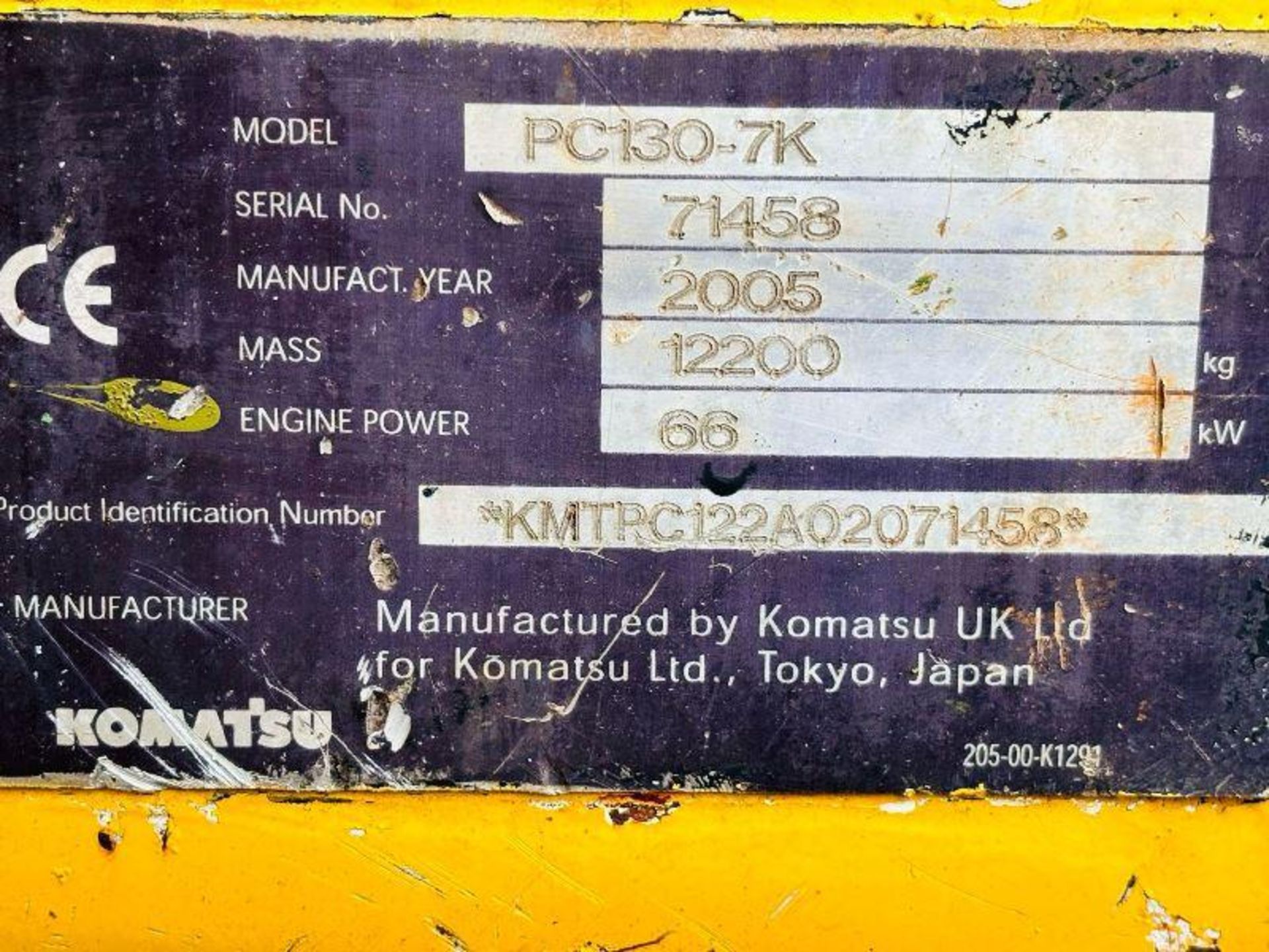 KOMATSU PC130 TRACKED EXCAVATOR C/W QUICK HITCH & BUCKET - Image 10 of 17