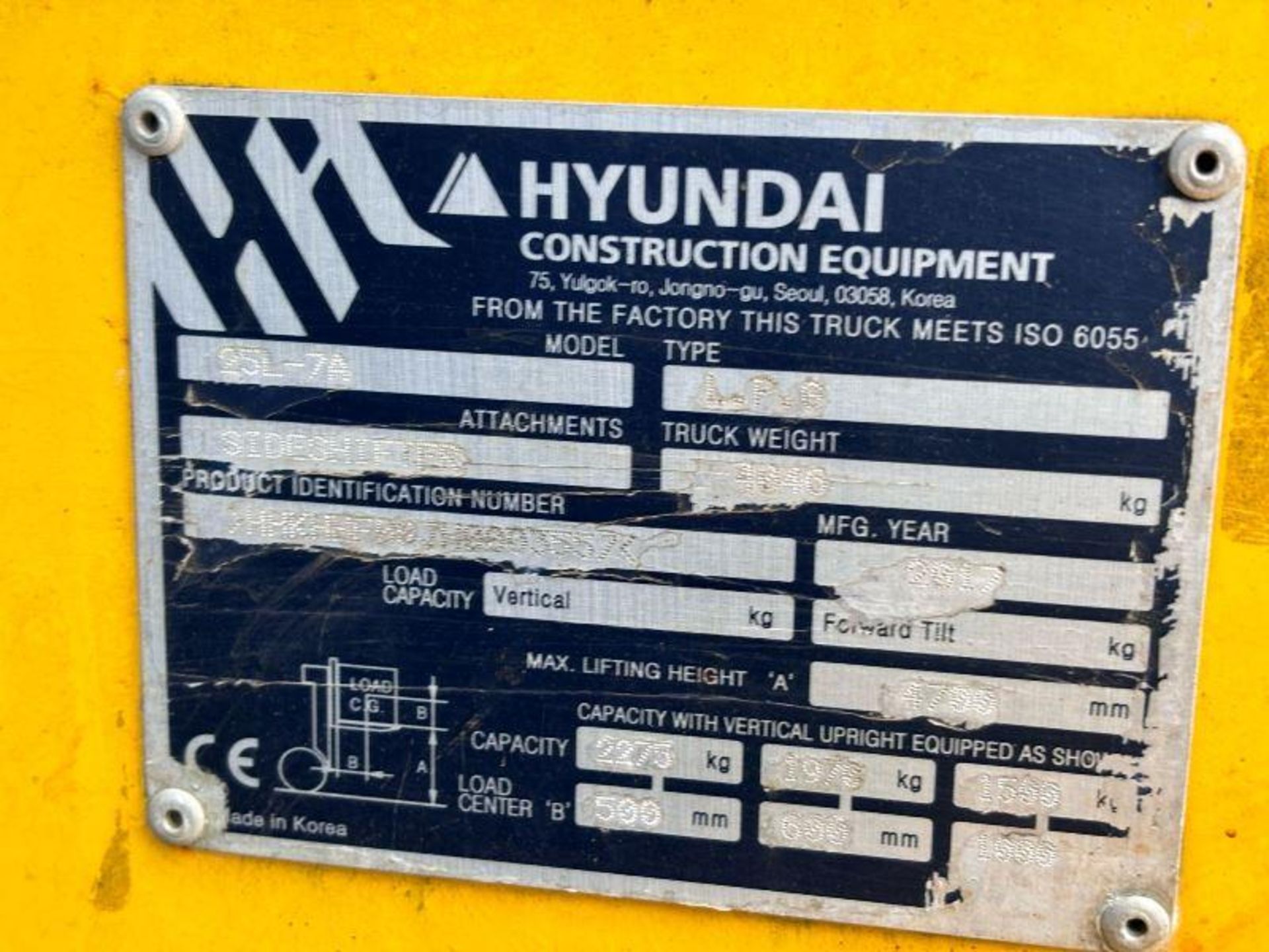 HYUNDAI 25L-7A CONTAINER SPEC FORKLIFT *YEAR 2017* C/W PALLET TINES - Image 9 of 14