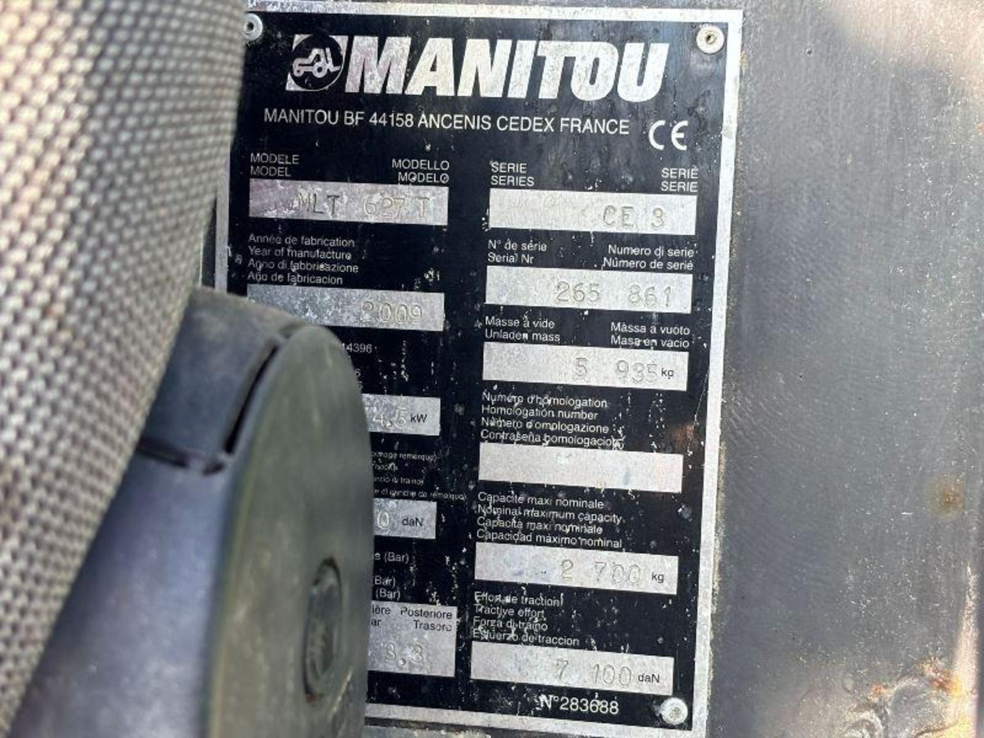 MANITOU MLT627 TELEHANDLER *AG-SPEC, YEAR 2009* C/W PICK UP HITCH - Bild 15 aus 16