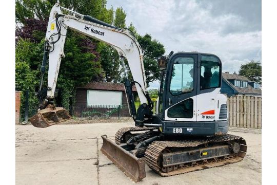 BOBCAT E80 EXCAVATOR *YEAR 2013, ZERO SWING* C/W QUICK HITCH - Image 7 of 20