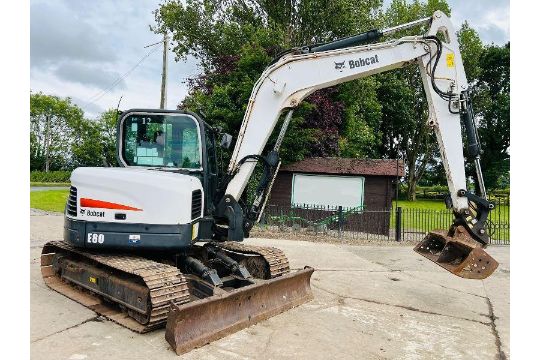 BOBCAT E80 EXCAVATOR *YEAR 2013, ZERO SWING* C/W QUICK HITCH - Image 6 of 20