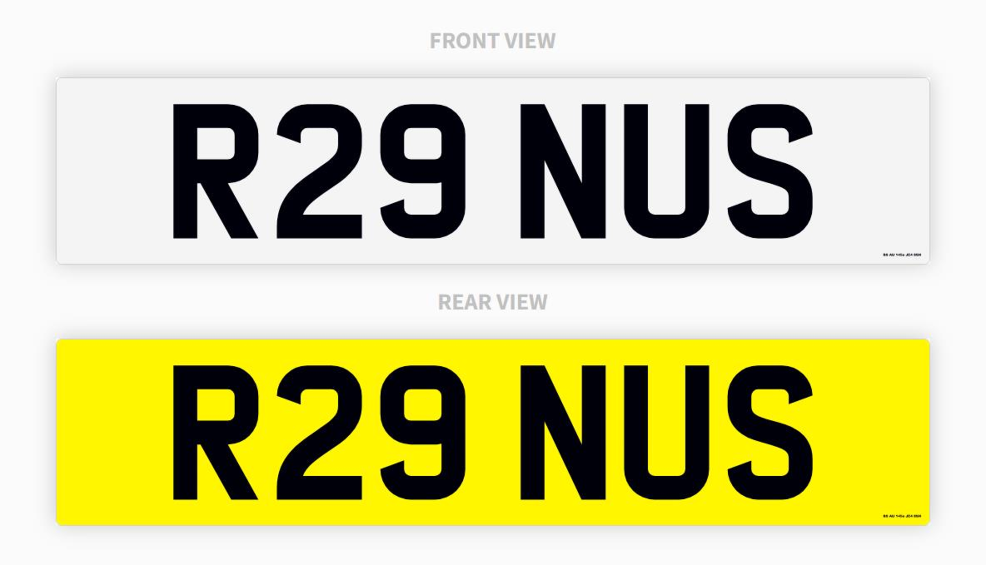 ''R29 NUS'' NUMBER PLATE ON RETENTION