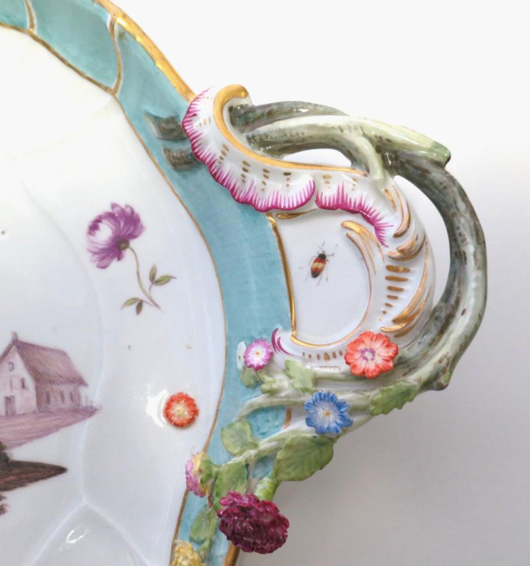 Meissen: Large porcelain platter with genre scene - Image 5 of 6
