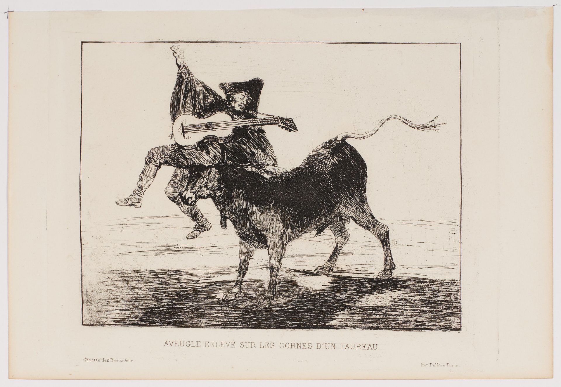 Francisco José de Goya y Lucientes: Aveugle enlevé sur les cornes d'un Taureau - Image 2 of 4