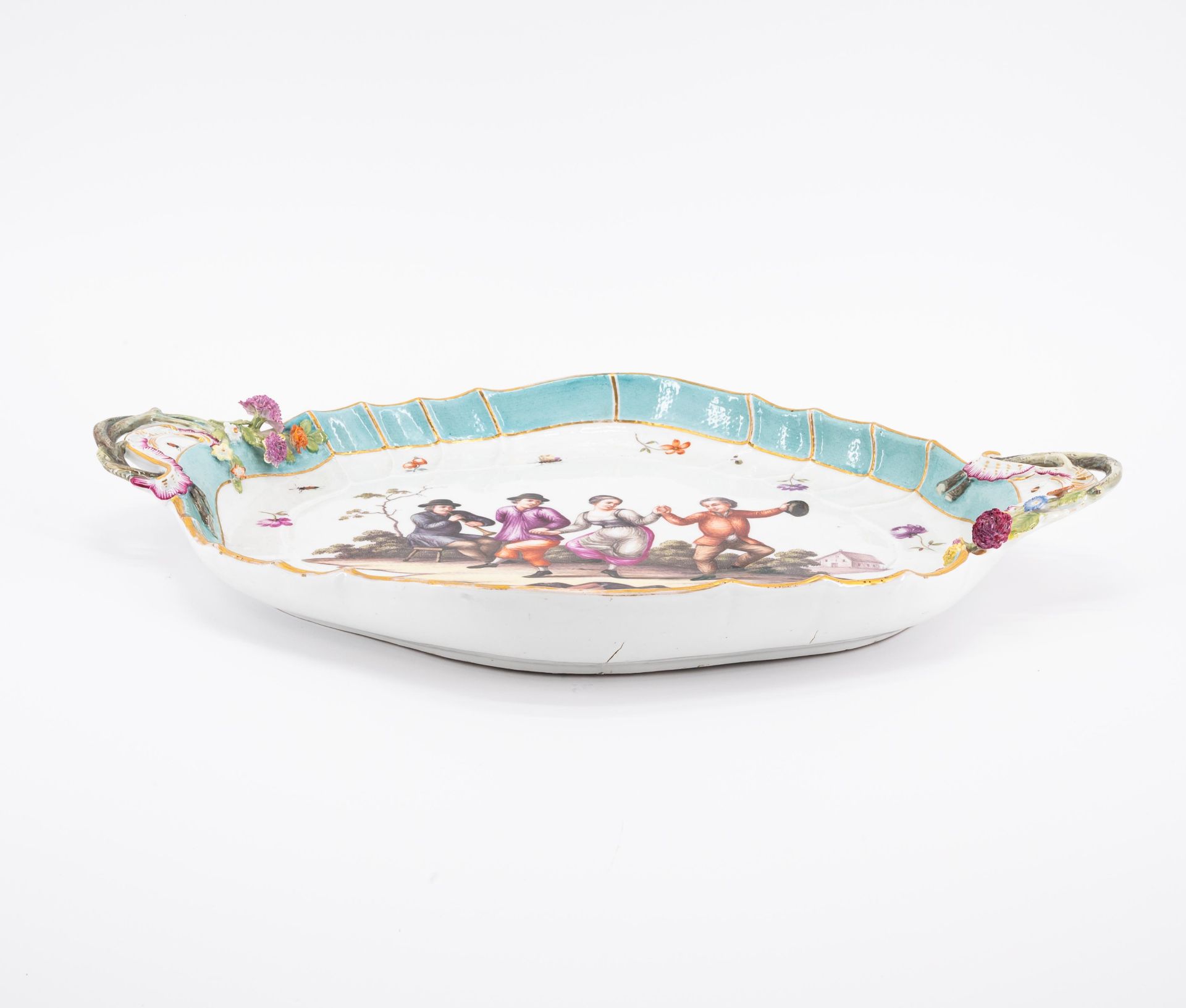 Meissen: Large porcelain platter with genre scene - Image 4 of 6